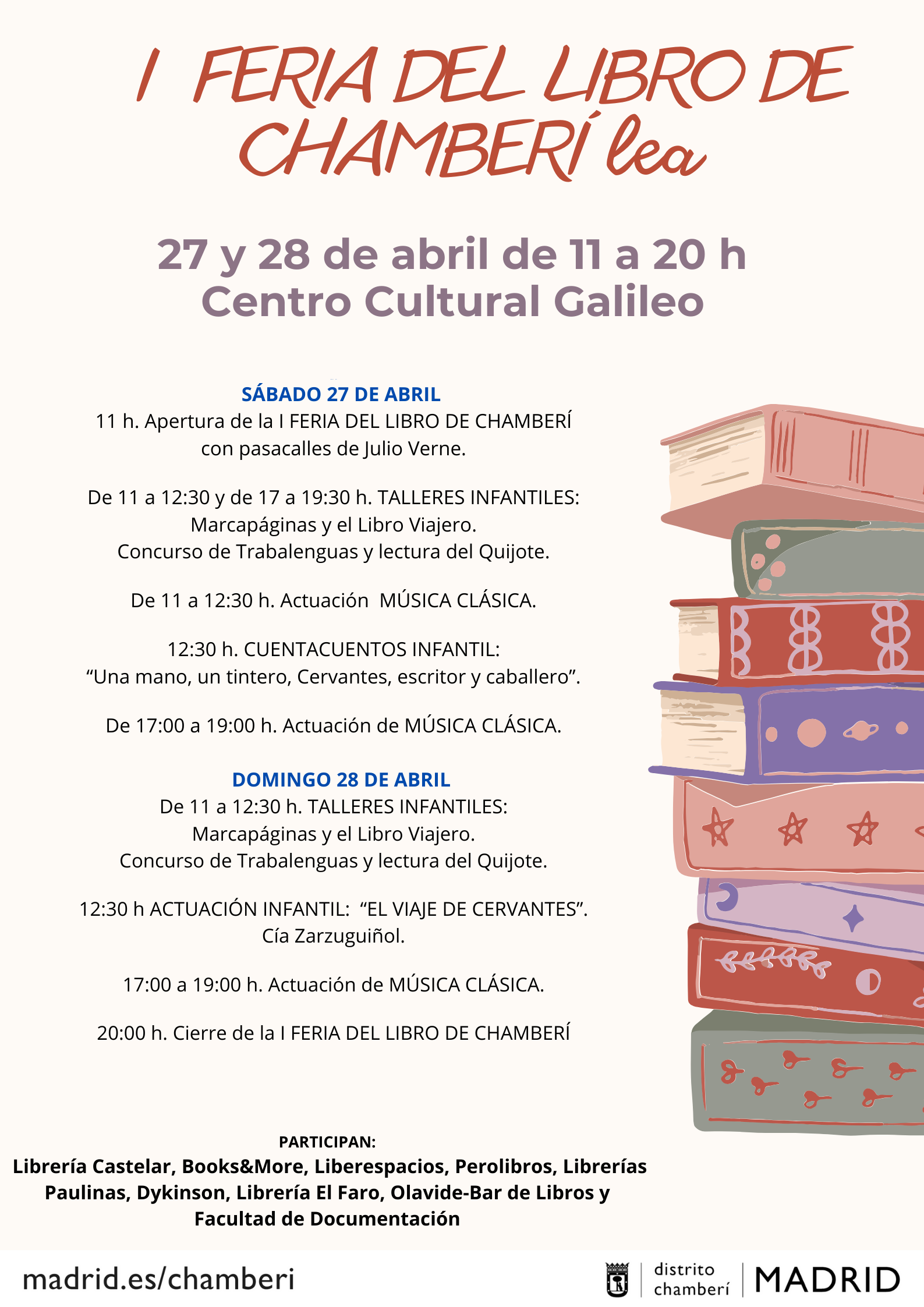 Librería-Editorial Dykinson participará en la I Feria del libro de Chamberí los próximos 27 y 28 de abril