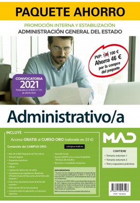 Paquete Ahorro Administrativo/a (estabilización y promoción interna) Administración General del Estado. 9788414246498