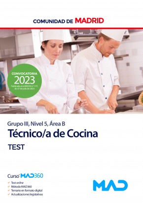 Técnico de Cocina (Grupo III, Nivel 5, Área B) Comunidad Autónoma de Madrid. Test