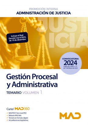 Cuerpo de Gestión Procesal y Administrativa. Promoción interna. Administración de Justicia. Temario. Volumen 1