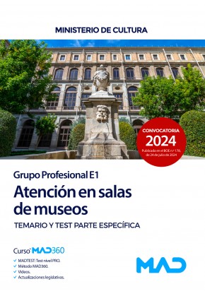 Atención en salas de museos (Grupo Profesional E1). Personal laboral de Ministerios. Ministerio de Cultura. Temario específico y test