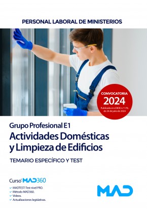Actividades domésticas y limpieza de edificios (Grupo Profesional E1) Ministerios. Temario específico y test