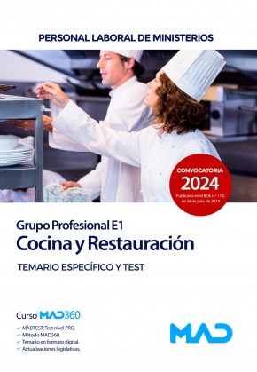 Cocina y Restauración (Grupo Profesional E1) Ministerios. Temario específico y test
