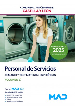 Personal de Servicios (Grupo IV Personal Laboral) Comunidad Autónoma de Castilla y León Temario y Test. Materias Específicas. Volumen 2