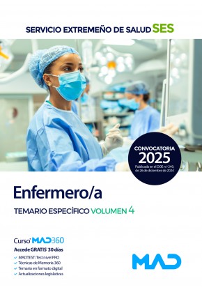 Enfermero/a. Servicio Extremeño de Salud (SES) Temario específico. Volumen 4