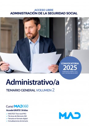 Administrativo/a Seguridad Social (acceso libre) Administración General del Estado. Temario General. Volumen 2