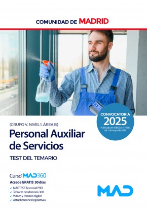 Personal Auxiliar de Servicios (Grupo V, Nivel 1, Área B) Comunidad Autónoma de Madrid. Test
