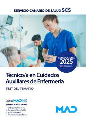 Servicio Canario de Salud. Técnico/a en Cuidados Auxiliares de Enfermería. Test del temario