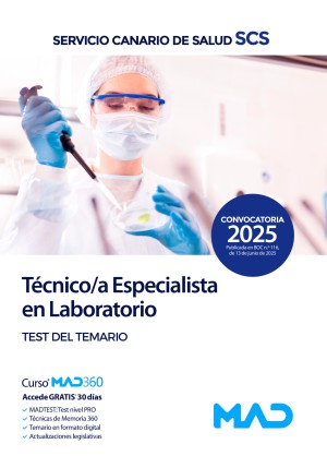 Servicio Canario de Salud. Técnico/a Especialista en Laboratorio. Test del temario