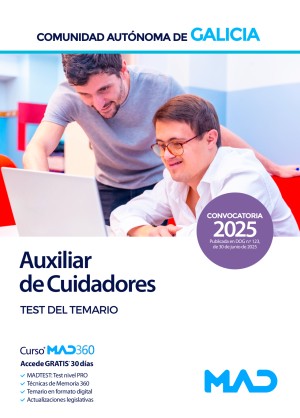Comunidad Autónoma de Galicia. Auxiliar de Cuidadores. Test del temario