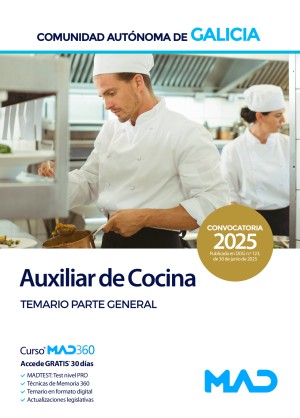Comunidad Autónoma de Galicia. Auxiliar de cocina de la Administración General. Temario. Parte general