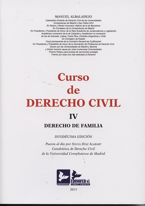Curso de Derecho Civil. Tomo IV. Derecho de familia