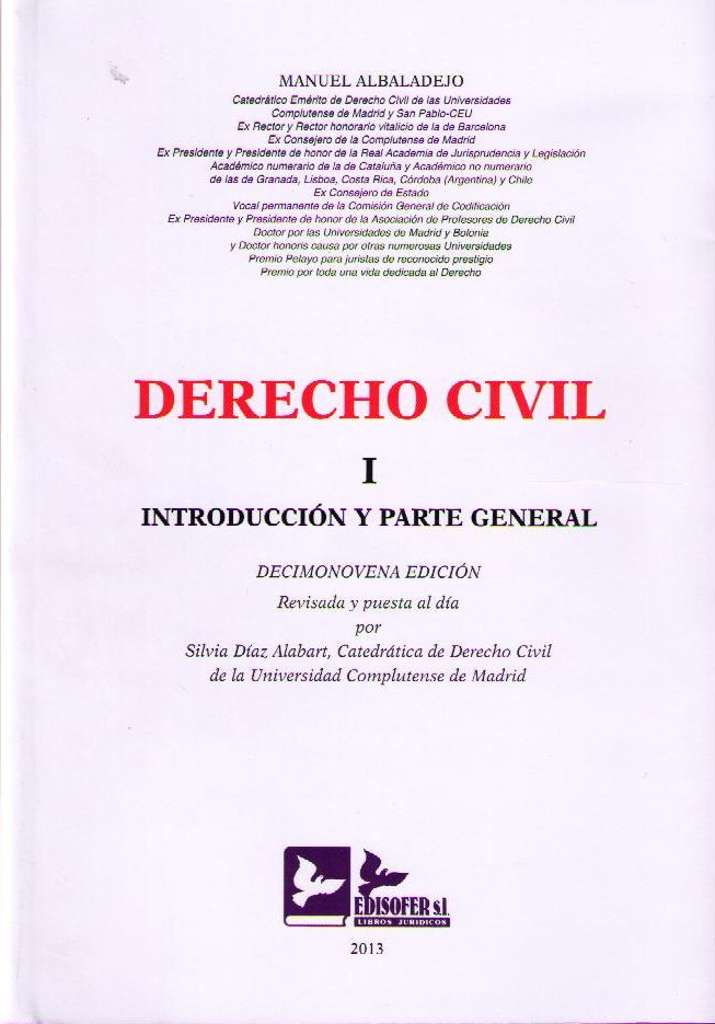 Derecho Civil I. Introducción y parte general