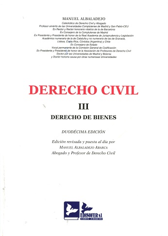 Derecho Civil III. Derecho de bienes.