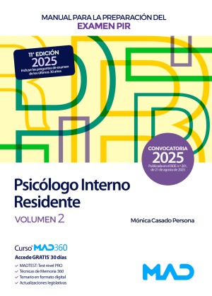 Manual para la preparación del examen PIR. Psicólogo Interno Residente. Ministerio de Sanidad. Volumen 2