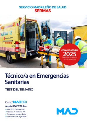 Servicio Madrileño de Salud (SERMAS) Técnico en Emergencias Sanitarias. Test del temario