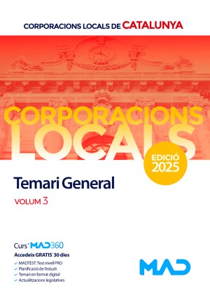 Corporacions Locals de Catalunya. Temari General. Volum 3