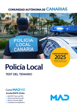 Comunidad Autónoma de Canarias. Policía Local de Canarias. Test del temario