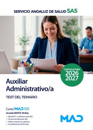 Servicio Andaluz de Salud (SAS) Auxiliar Administrativo/a. Test del temario