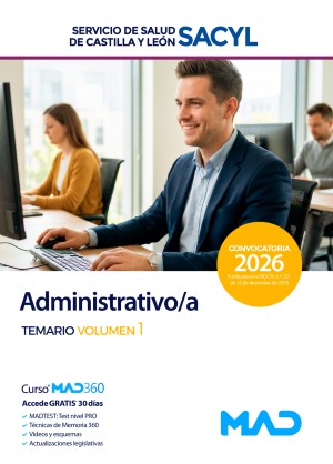 Servicio de Salud de Castilla y León (SACYL) Administrativo/a. Temario. Volumen 1