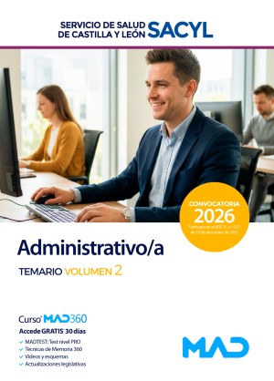 Servicio de Salud de Castilla y León (SACYL) Administrativo/a. Temario. Volumen 2