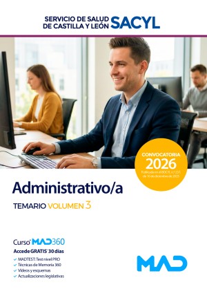 Servicio de Salud de Castilla y León (SACYL) Administrativo/a. Temario. Volumen 3