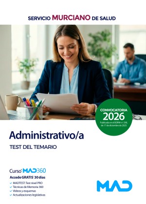 Servicio Murciano de Salud (SMS) Administrativo/a. Test del temario