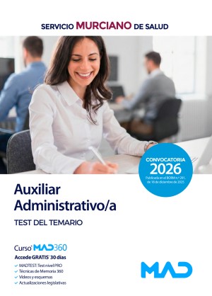 Servicio Murciano de Salud (SMS) Auxiliar Administrativo/a. Test del temario
