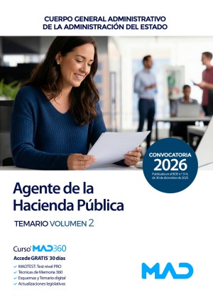 Agencia Estatal de Administración Tributaria AEAT. Agente de la Hacienda Pública (Cuerpo General Administrativo de la Administración del Estado) Temario. Volumen 2