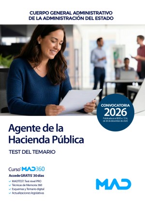 Agencia Estatal de Administración Tributaria AEAT. Agente de la Hacienda Pública (Cuerpo General Administrativo de la Administración del Estado) Test del temario