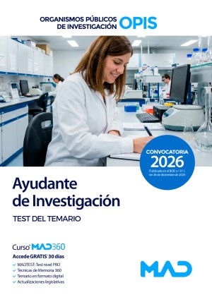 Organismos Públicos de Investigación (OPIS) Ayudante de Investigación. Test. Materias Comunes