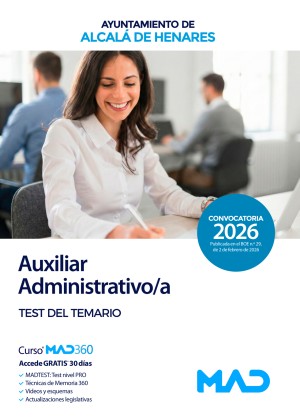 Ayuntamiento de Alcalá de Henares. Auxiliar Administrativo/a. Test del temario