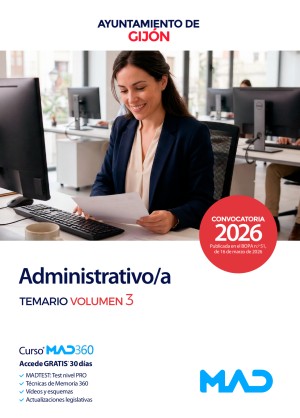 Ayuntamiento de Gijón. Administrativo/a. Temario. Volumen 3
