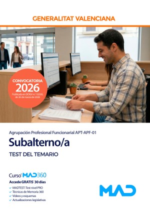 Generalitat Valenciana. Subalterno/a (Agrupación Profesional Funcionarial APT-APF-01) Test del temario