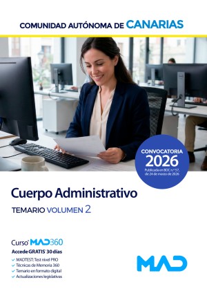 Comunidad Autónoma de Canarias. Cuerpo Administrativo. Temario. Volumen 2