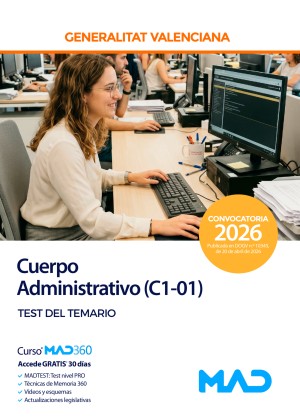 Generalitat Valenciana. Cuerpo Administrativo (C1-01) Test del temario