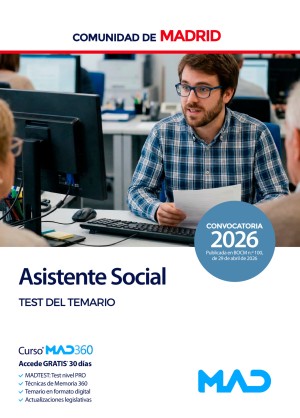 Comunidad Autónoma de Madrid. Asistente Social. Test del temario