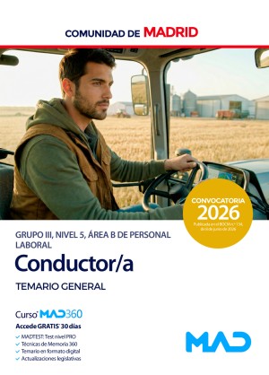 Comunidad Autónoma de Madrid. Conductor (Grupo III, Nivel 5, Área B de Personal Laboral) Temario general