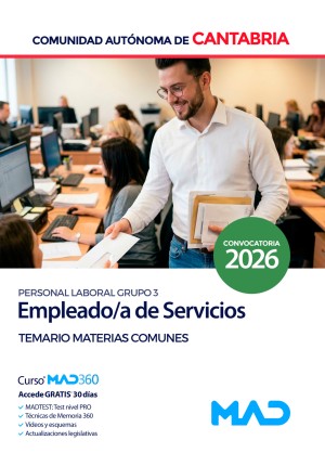 Comunidad Autónoma de Cantabria. Empleado de Servicios (Personal Laboral Grupo 3) Temario de Materias Comunes
