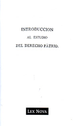 Introducción al estudio del Derecho Pátrio.