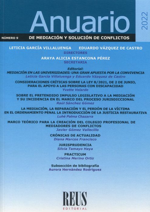 Anuario de mediación y solución de conflictos. Número 9. 2022