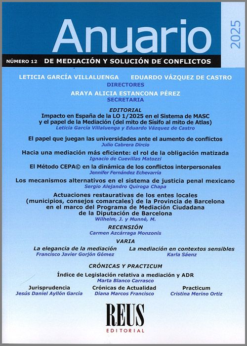 Anuario de mediación y solución de conflictos. Número 12. 2025