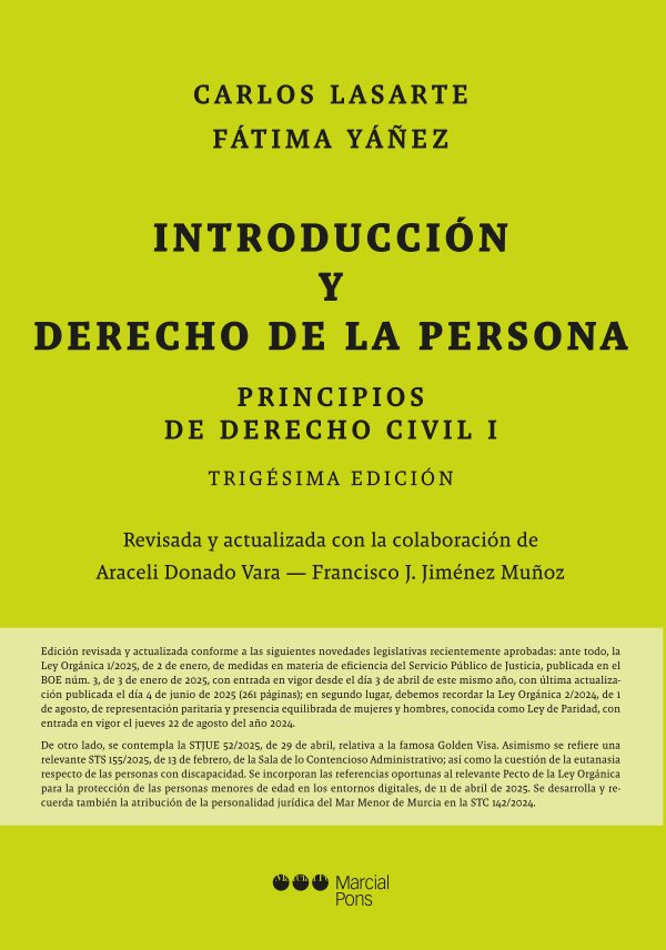 Principios de Derecho civil. Tomo I. Introducción y Derecho de la persona