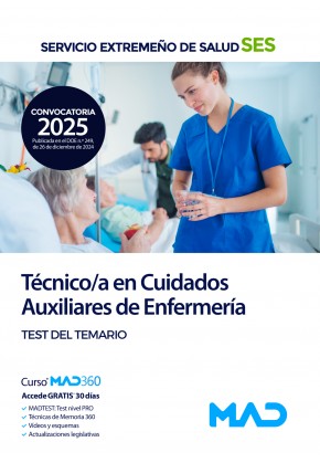 Técnico Medio Sanitario de Cuidados Auxiliares de Enfermería. Servicio Extremeño de Salud (SES) Test del temario