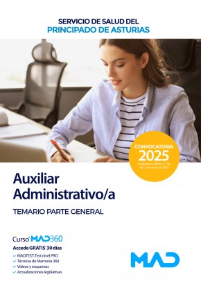 Auxiliar Administrativo/a. Servicio de Salud del Principado de Asturias (SESPA) Temario parte general