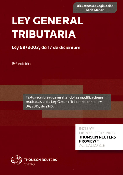 Ley General Tributaria 2015. Ley 58/2003 de 17 de diciembre