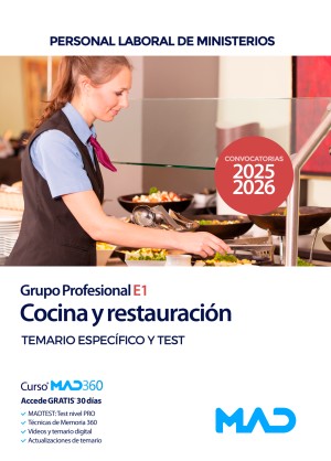 Ministerios. Cocina y restauración (Grupo Profesional E1) Temario específico y test