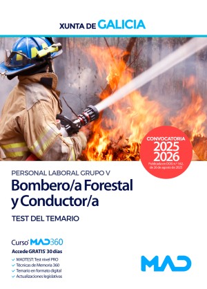 Comunidad Autónoma de Galicia. Bombero/a Forestal y Conductor/a (categorías 14 y 14A - Grupo V Personal Laboral) Test del temario