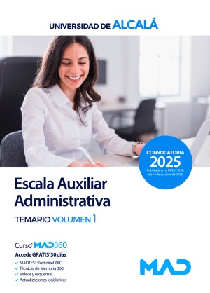 Universidad de Alcalá de Henares. Escala Auxiliar Administrativa. Temario. Volumen 1