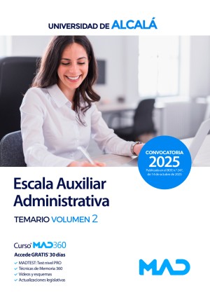 Universidad de Alcalá de Henares. Escala Auxiliar Administrativa. Temario. Volumen 2
